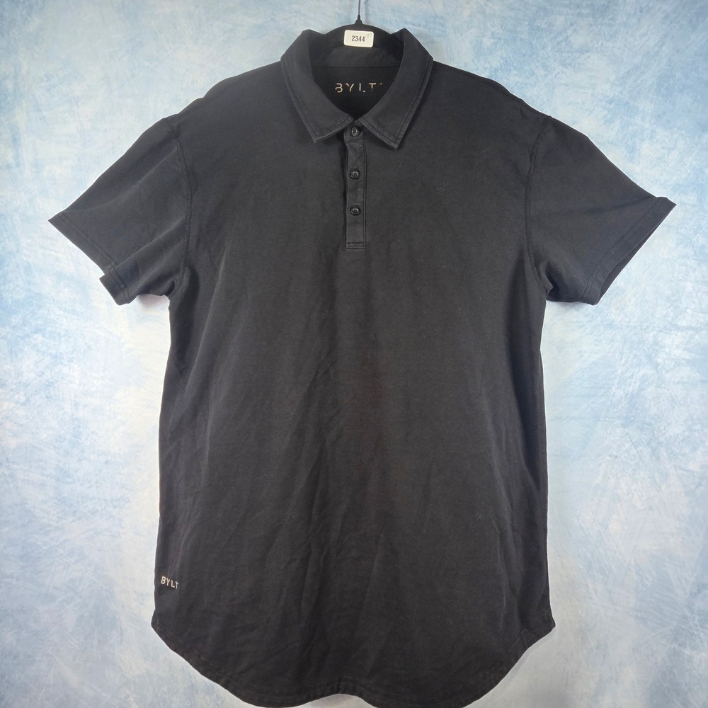 BYLT‎ Premium Basics Mens Black Drop-Cut Short Sleeve Polo Shirt Size L